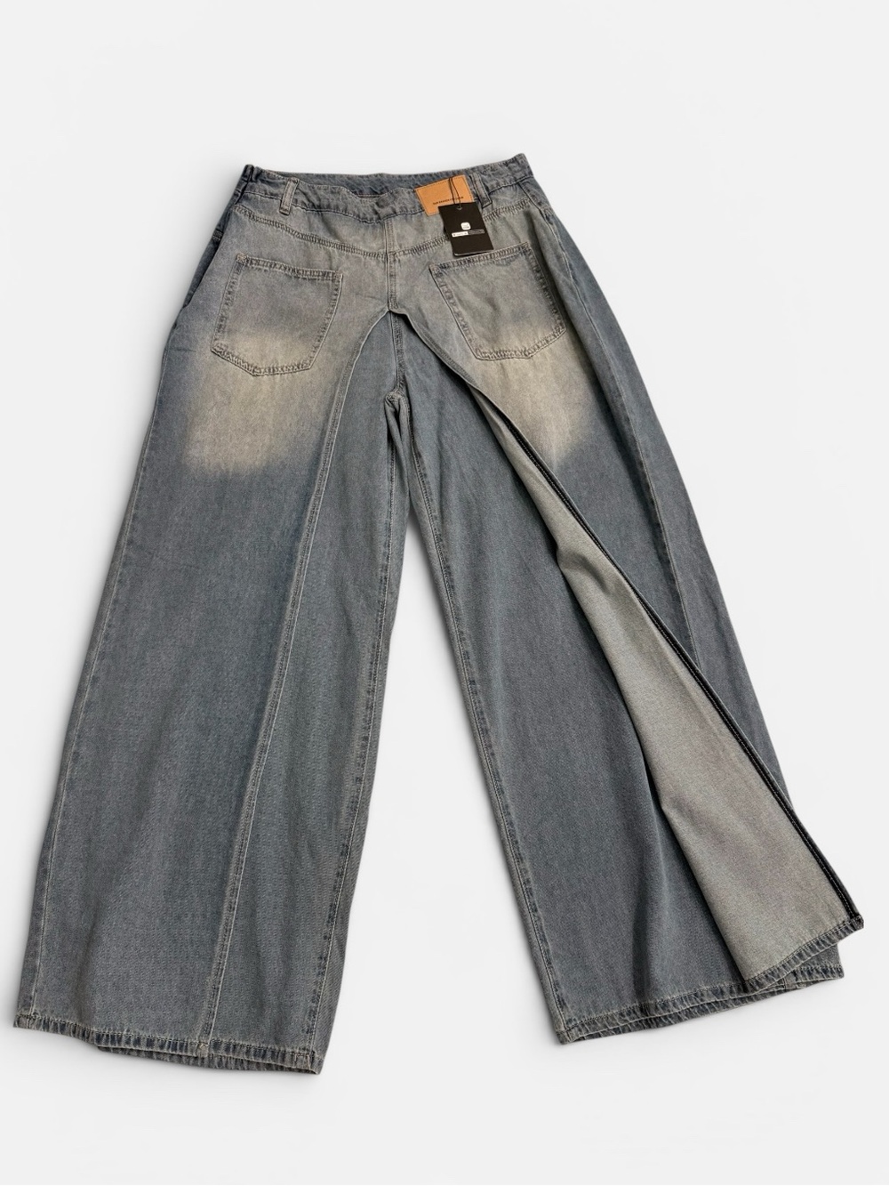 STYLEWE Wide-Leg Split-Panel Flap Overlay Jeans XL NWT